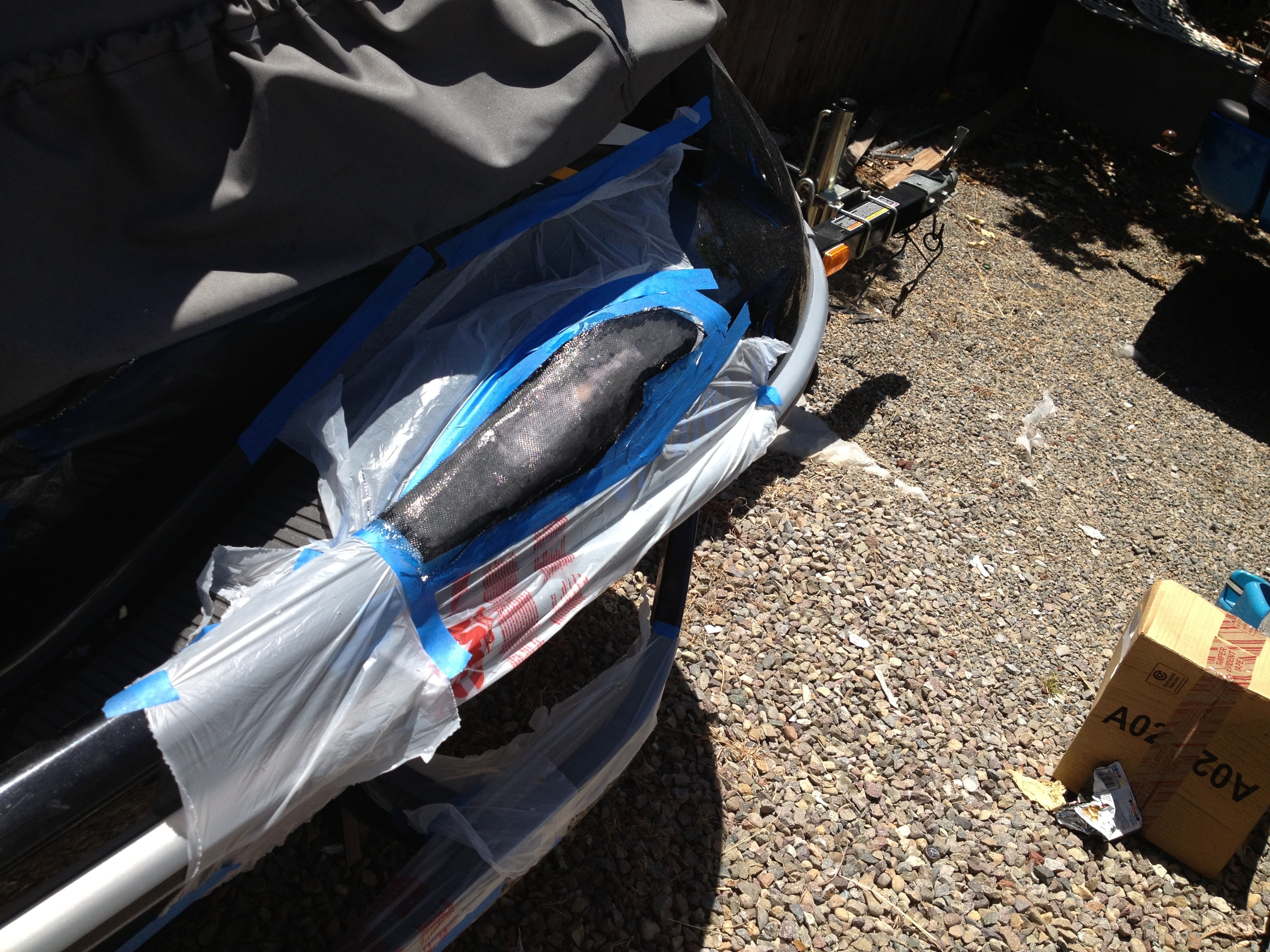 Step 9 — PWC secondary repair area masked, San Diego Yacht Repair