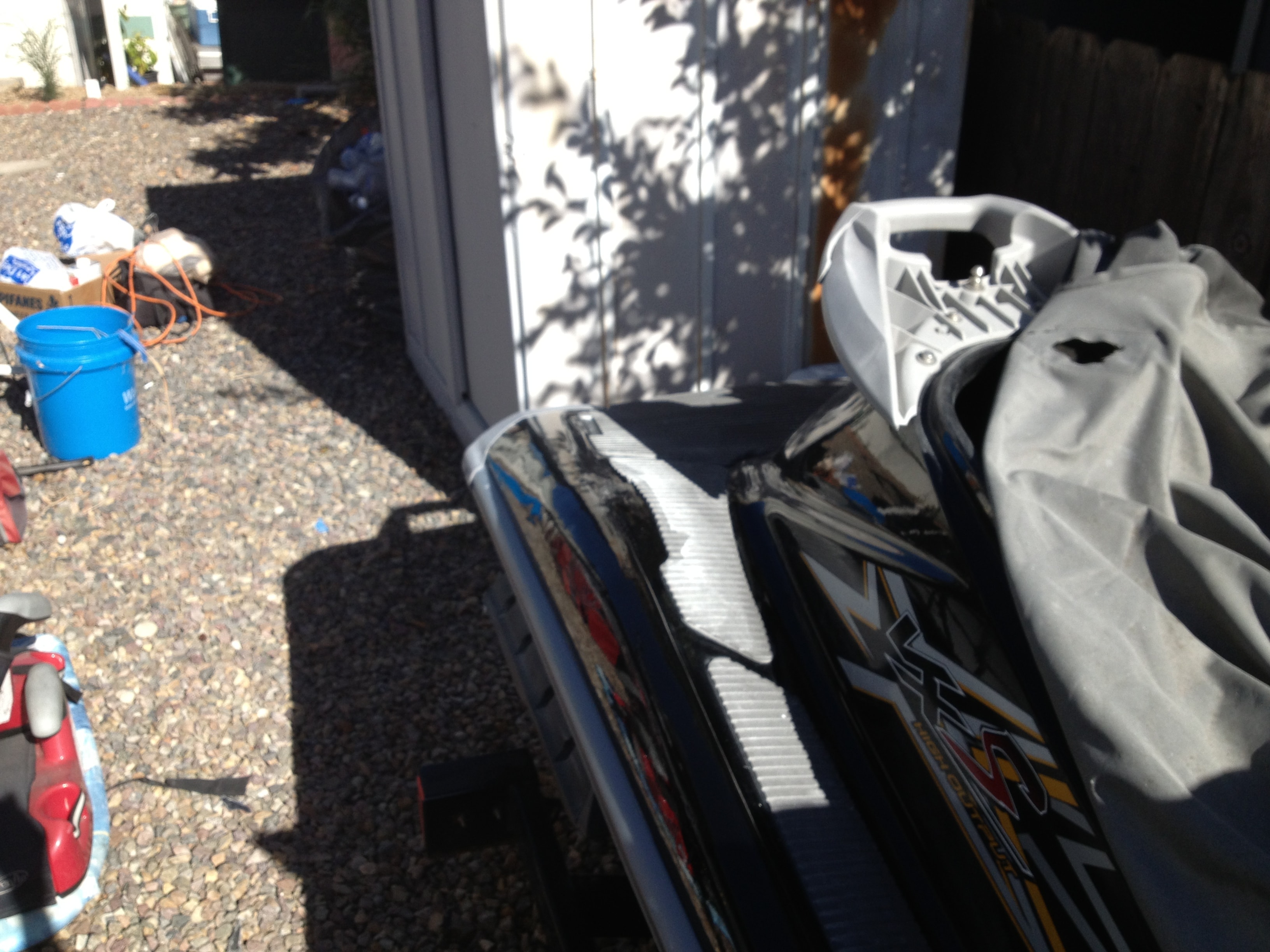 Step 12 — PWC hull damage close-up, San Diego Yacht Repair
