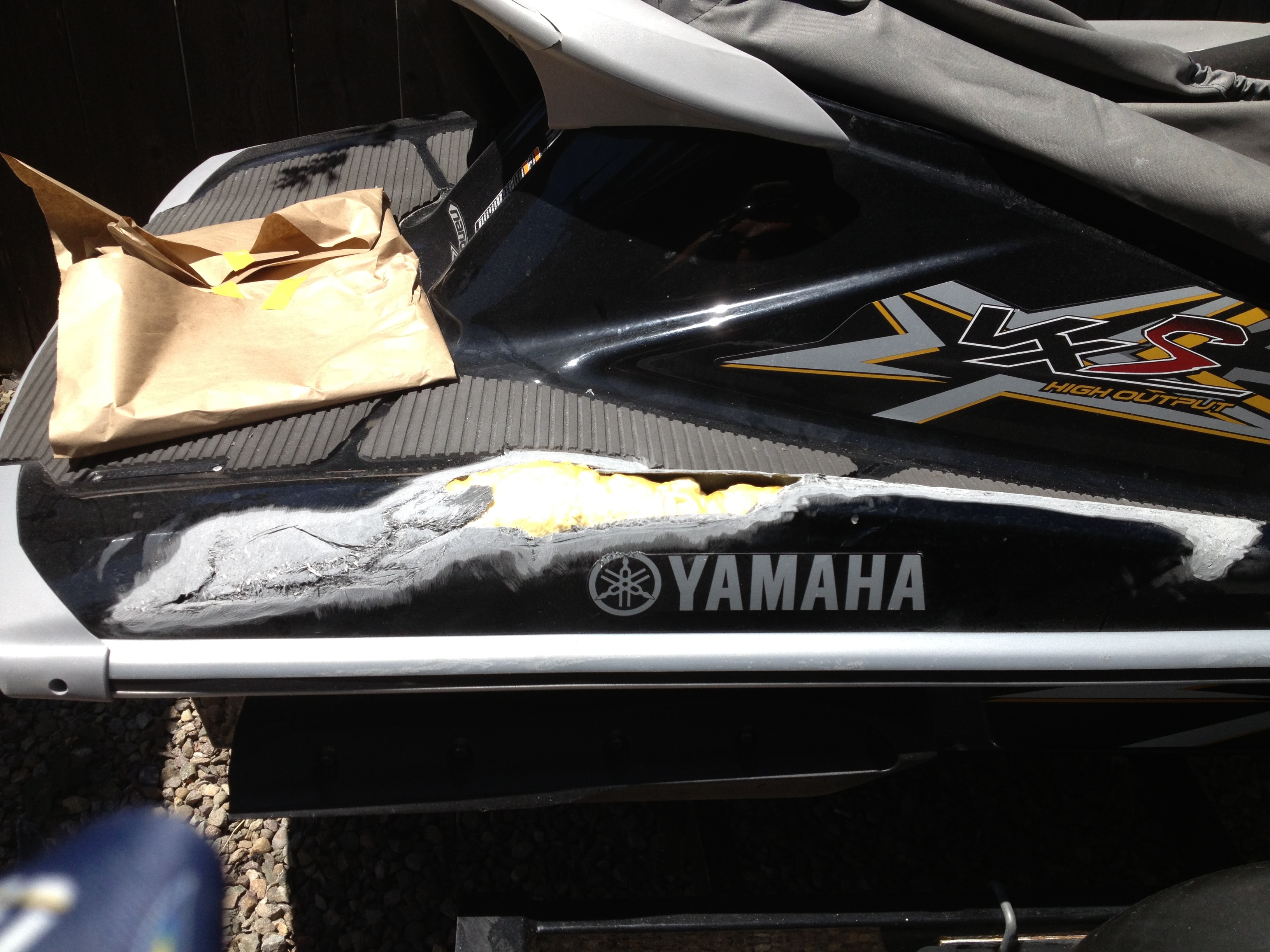 Step 4 — Yamaha PWC fiberglass repair in progress, San Diego Yacht Repair