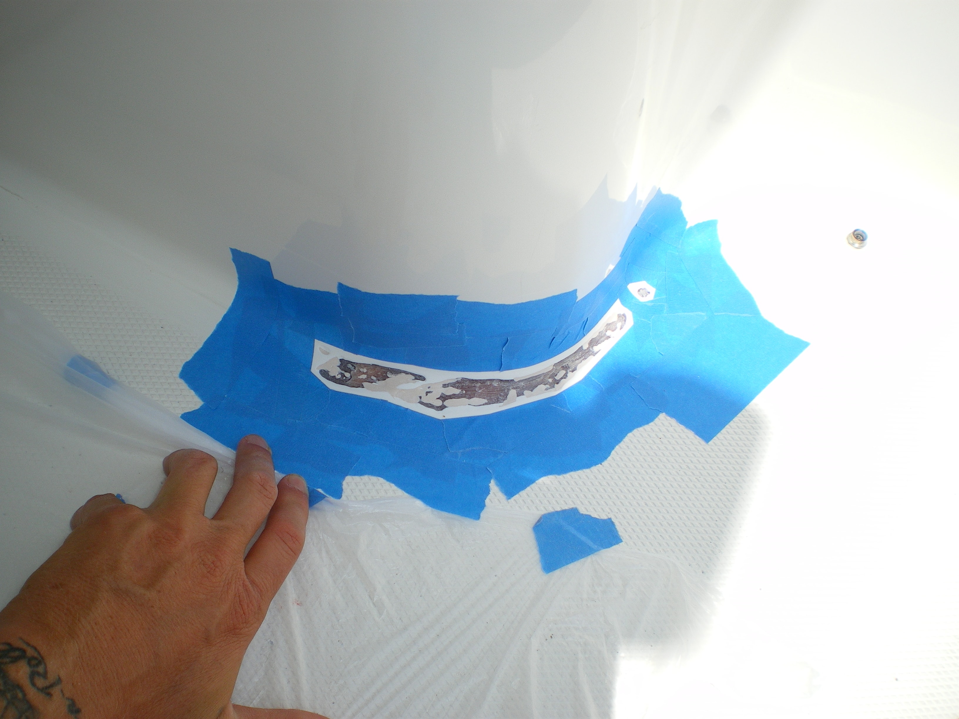 Step 2 — Fiberglass and gelcoat radius repair, San Diego Yacht Repair